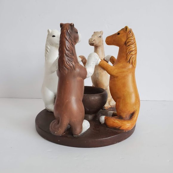 Penco Art Vtg Penco Circle Of Friends Ceramic Horses Figurine Tealight Candle Holder Poshmark